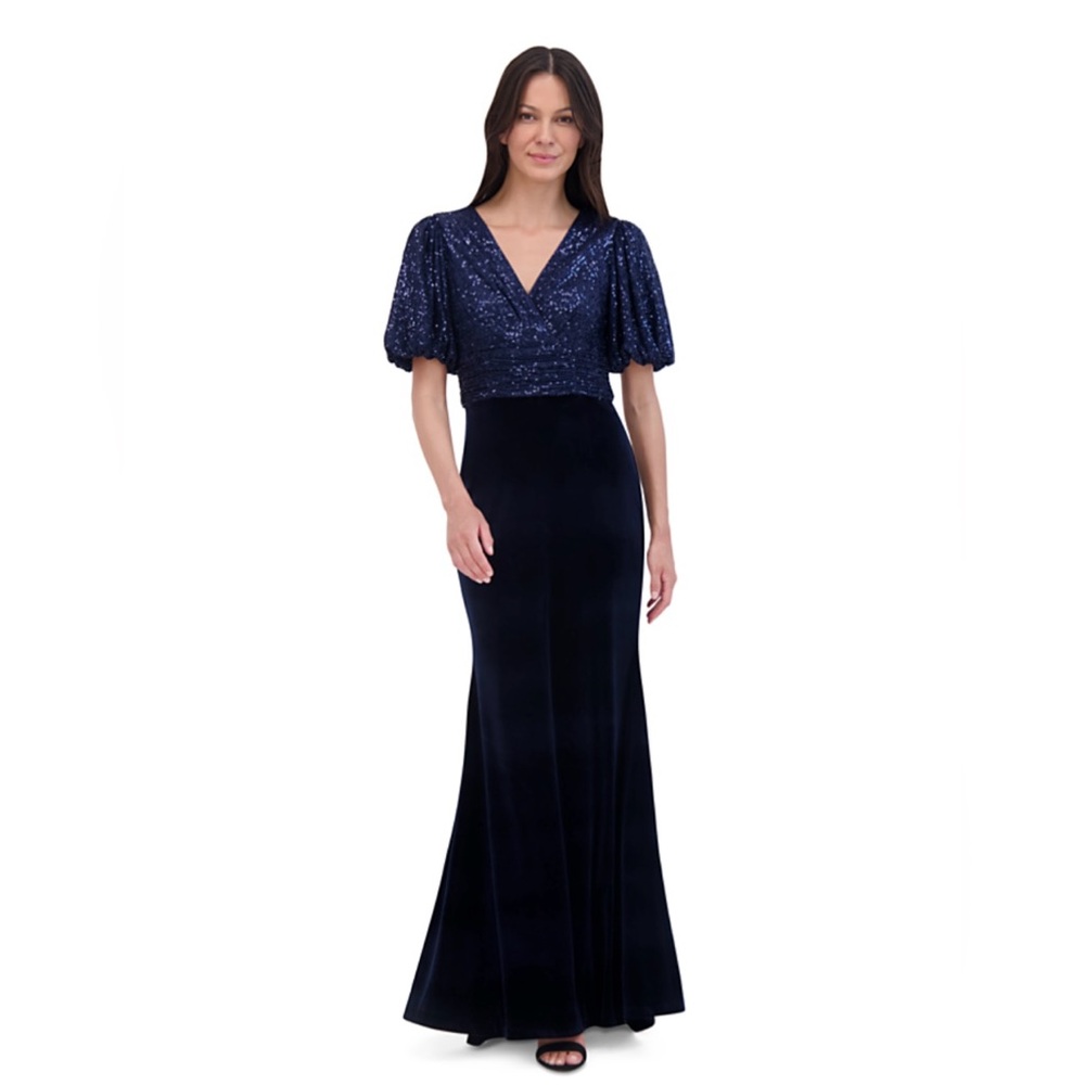 Eliza J Mixed Media Gown